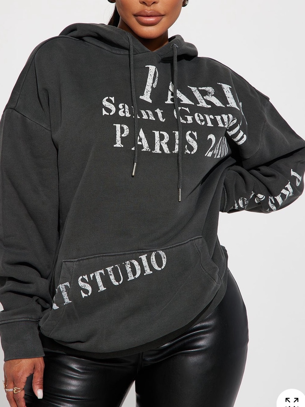 Fashion Nova Paris Graphic Oversized Hoodie Streetwear | Size M
